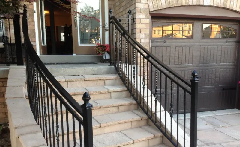 Powder-coated exterior stair railing